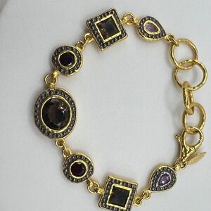 Bronzallure Italy Bracelet Gold-Tone Bronze Multi-Stone Designer Jewelry Signed‎